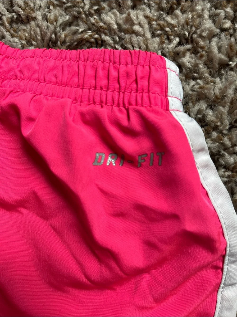 Nike Girl's Hot Pink Athletic Running Shorts with White Trim